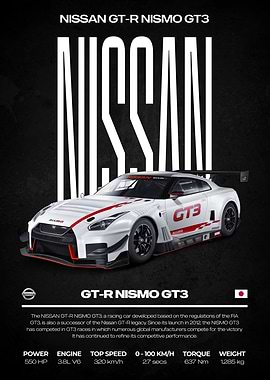 Nissan GT-R Nismo GT3 Car Poster