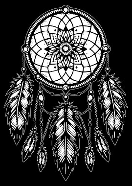 Dreamcatcher Illustration in Black and White