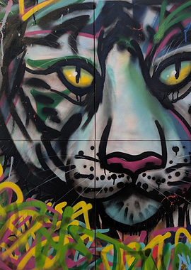 Colorful Tiger Graffiti Art
