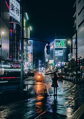 Rainy Tokyo Night Street