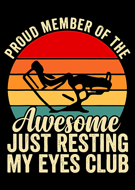 Just Resting My Eyes Poster, Retro Lounge Chair Wall Art, Funny Relax Quote Print