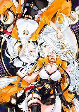 Anime Girls with White Hair and Gold