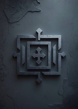 Dark Geometric Emblem — Minimal Industrial 3D Symbol