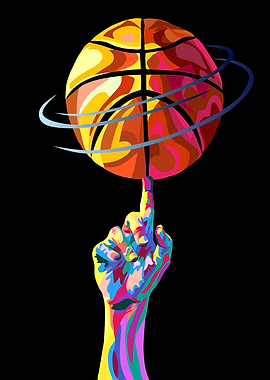 Spinning Basketball Colorful Art