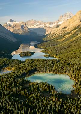 Mountain Lake Landscape Aerial View