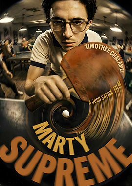 Marty Supreme movie poster with Timothée Chalamet