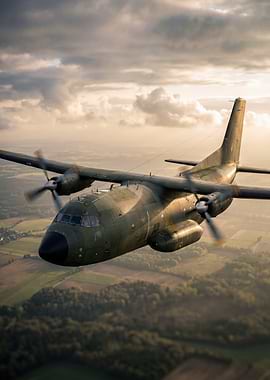 Military Transport Plane in Flight