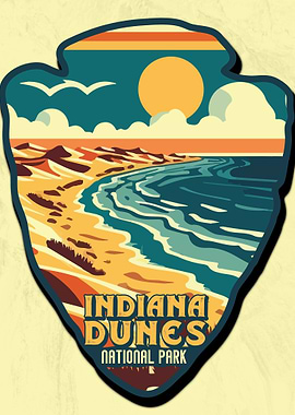 Vintage Indiana Dunes National Park, Retro US national park