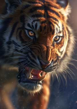 Roaring Tiger Close-Up