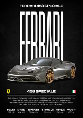 Ferrari 458 Speciale Car Poster