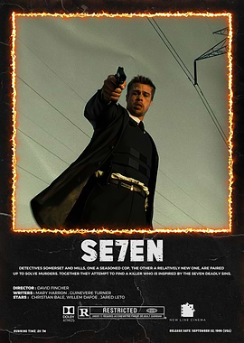 Se7en movie poster with Brad Pitt