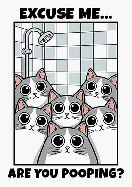 Cats in Bathroom: Excuse Me..., Are You Pooping