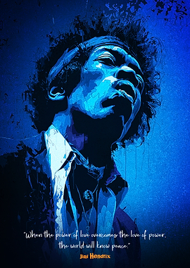 Jimi Hendrix Blue Art Poster
