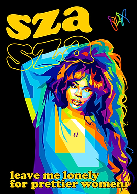 SZA Colorful Pop Art Portrait