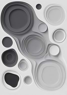 Abstract Gray Scale Layered Shapes