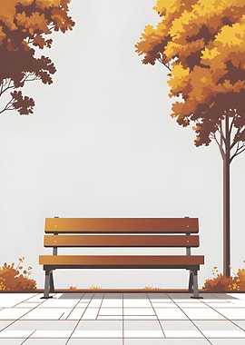 Autumn Park Bench Illustration