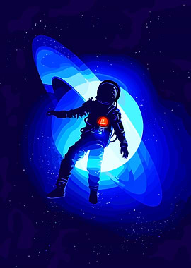 Astronaut Silhouette in Space