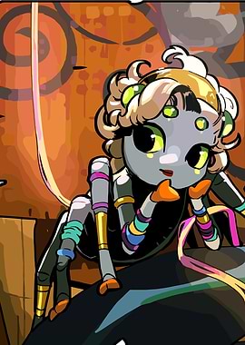 Hades Cartoon Spider Girl with Colorful Accents
