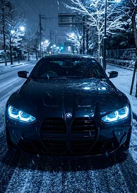 BMW M4 Competition Winter Snowfall