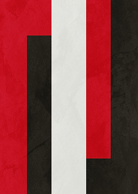 Abstract Red, White, and Black Composition