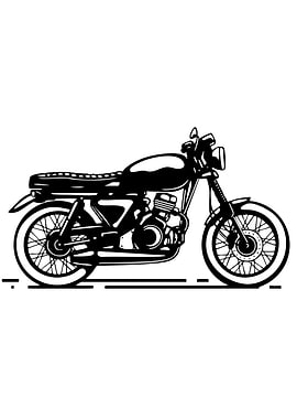 Black and White Motorcycle Illustration