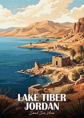 Lake Tiber Jordan Travel Poster