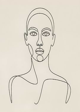 Minimalist Woman Portrait Line Art