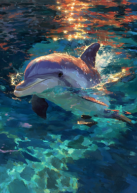 Dolphin in the Ocean Painting