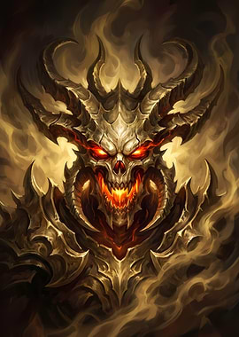 Demonic Skull Warrior with Fiery Eyes