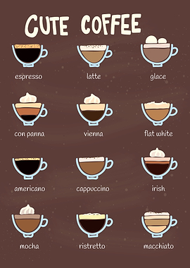 Cute Coffee Drinks Illustration