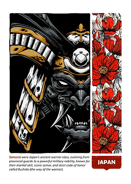 Samurai Mask with Floral Design