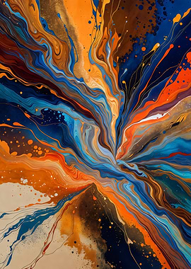 Abstract Blue and Orange Burst