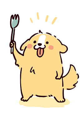 Cartoon Dog with Fork Illustration