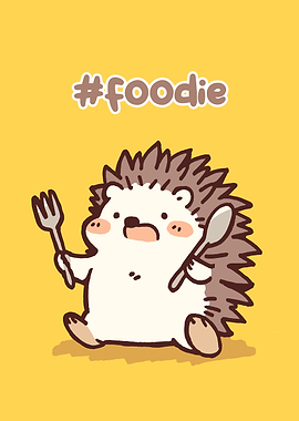 Cute Hedgehog Foodie Cartoon Illustration