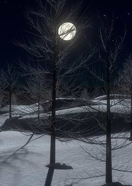 Winter Night Landscape
