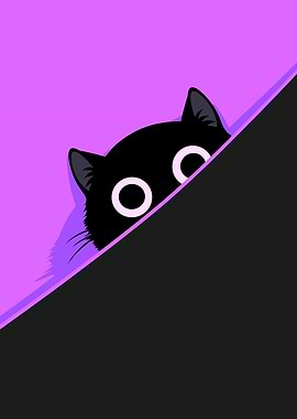 Peeking Black Cat Illustration