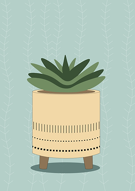 Potted Succulent Plant Illustration