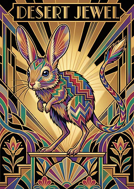 Desert Jewel Art Deco Jerboa Illustration