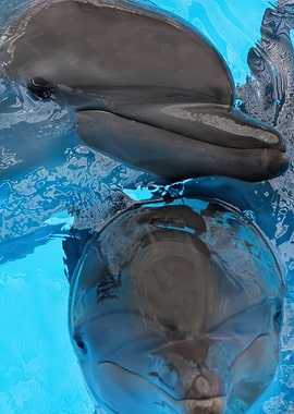 Dolphins in Blue Water
