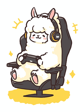 Cute Alpaca Gamer Illustration
