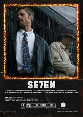 Se7en movie poster with Brad Pitt
