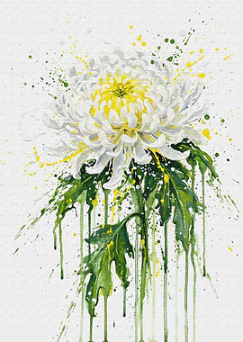 White and Yellow Chrysanthemum Painting