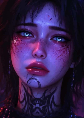 Mystic Woman Portrait with Tattoos