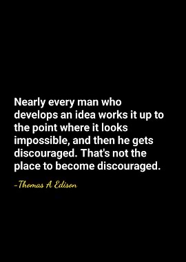 Thomas Edison Inspirational Quote on Black