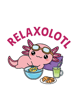 Relaxolotl Cartoon Illustration