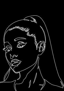 Ariana Grande Minimalist Line Art Portrait