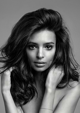 Emily Ratajkowski Black and White Portrait