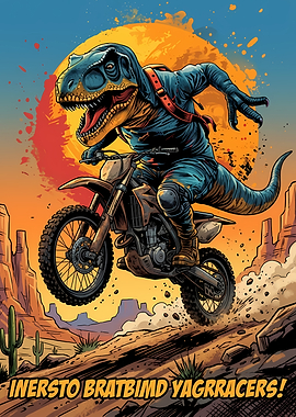 Dinosaur on a Dirt Bike