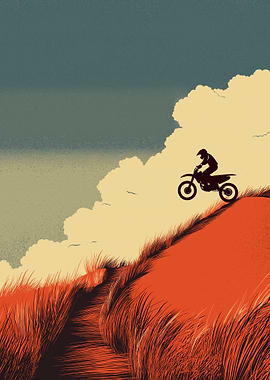 Motocross Rider Silhouette on Hill