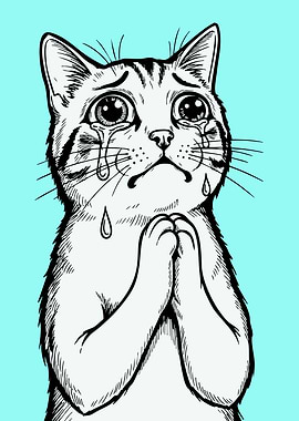 Crying Cat Illustration
